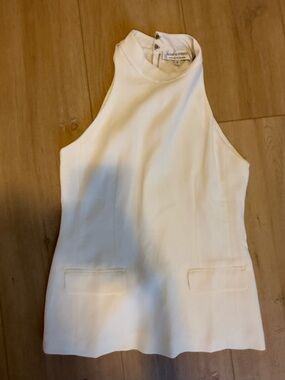 SOLID & STRIPED Cream Sleeveless Mock Neck Tank